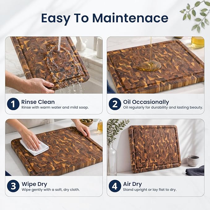 HOMESTEAD End Grain Acacia Wood Cutting Board 20x15x1.25, Reversible Butcher Block Board for Kitchen with Deep Juice Groove, Handles, Knife-Friendly Surface for Meat Chopping and Charcuterie Serving