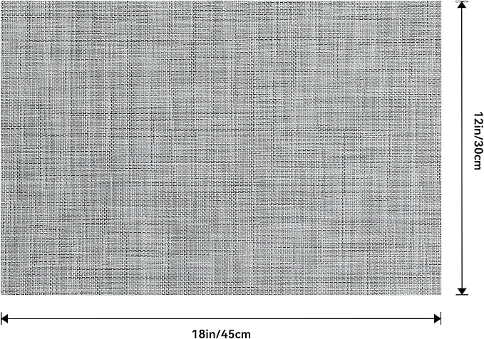 Leetaltree Linen Grey Placemats Set of 12 - Heat Resistant Non-Slip Place mats for Dining Table, Washable Durable PVC Vinyl Woven Table Mats（Linen Grey, 12）