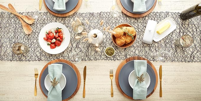 DII Woven Paper Tabletop Collection, Holiday & Event Decor, Table Runner, 14x72, Eggplant