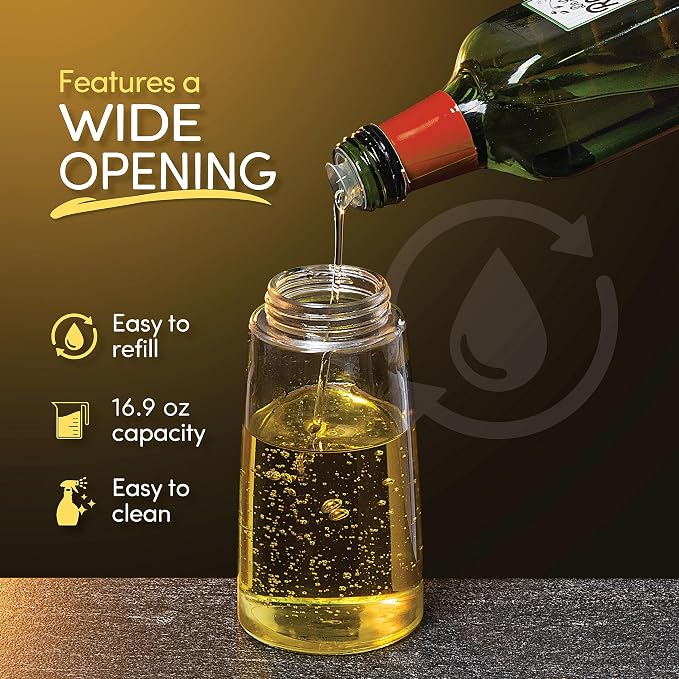 Belwares Olive Oil Dispenser Bottle with Pump - Oil Dispenser for Kitchen, Glass Oil and Vinegar Dispenser Set, Measured Cruet for Cooking - Ideal Oil Bottles for Kitchen Gadgets & Gifts, 2 Pack
