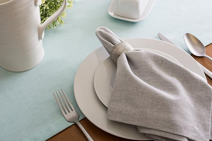 DII Chambray Kitchen, Tabletop Collection, Aqua, 14x72 Table Runner