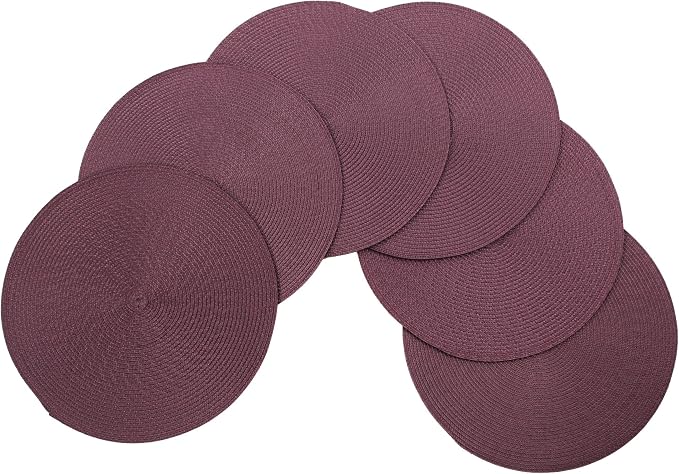Vienna Woven Spiral Table Placemats 15 Inches Round Set of 6 Non-Slip Dining