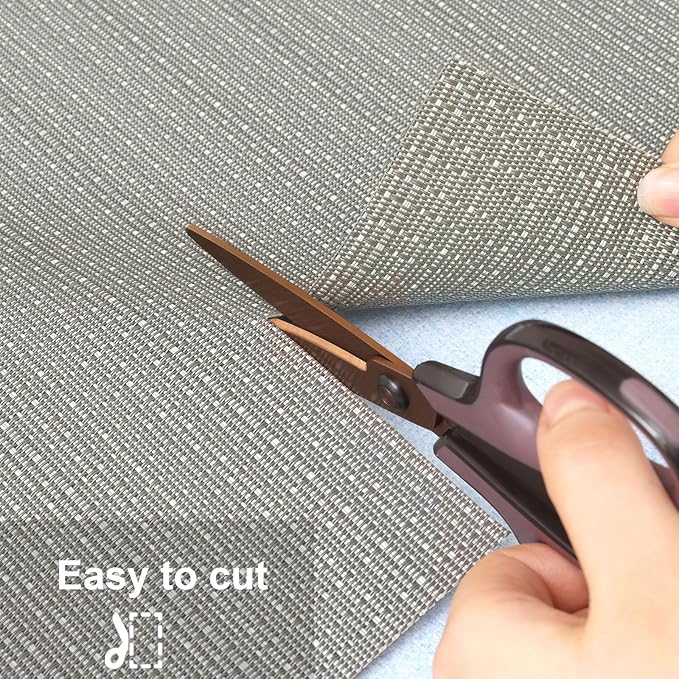 Myir JUN Placemats Set of 8, Vinyl Woven Placemats Place Mats Indoor Set of 8 Washable Table Mats Non-Slip Place mats for Dining Table (Golden Silver, Set of 8)
