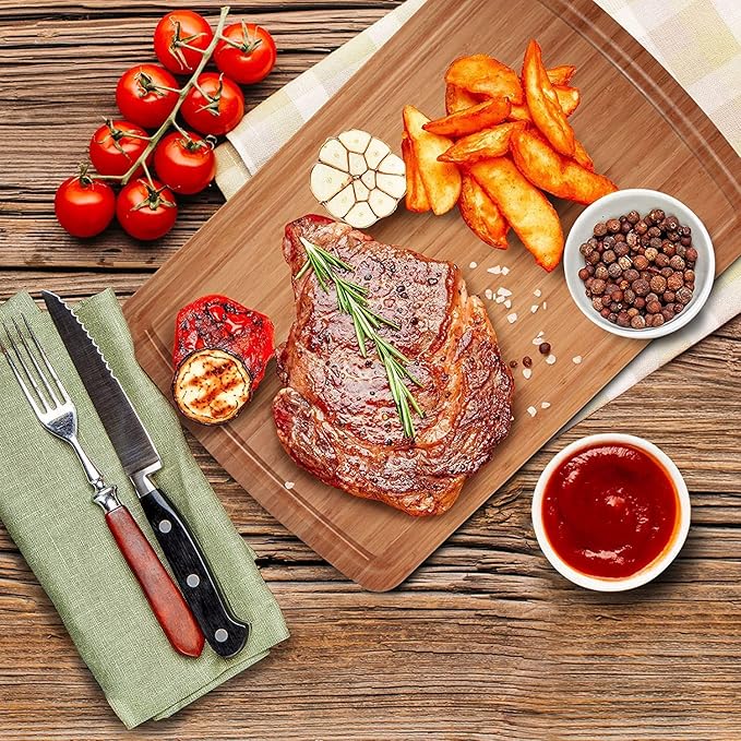 Extra Large Bamboo Wood Cutting Board, 30 x 20 Inch Kitchen Wooden Chopping Board with Juice Groove, Reversible Butcher Block Cutting Board for Meat, Turkey Carving