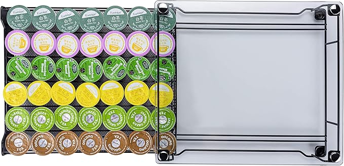 K-Cup Storage Coffee Capsules Pod Holder Glass Top Drawer Capsule Display Storage for k-cup 42pods