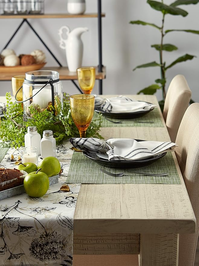 DII PVC Tabletop Collection Placemat Set, Rectangle, 13x17.25, Fig Green, 6 Piece