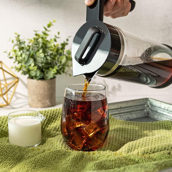 VINCI Express Cold Brew, Electric Cold Brew Coffee Maker in 10 minutes, Glass Carafe, 3 Brew Strength Settings & Cleaning Cycle, Easy to Use & Clean, Cold Brewer for Iced Coffee, 1.4 L