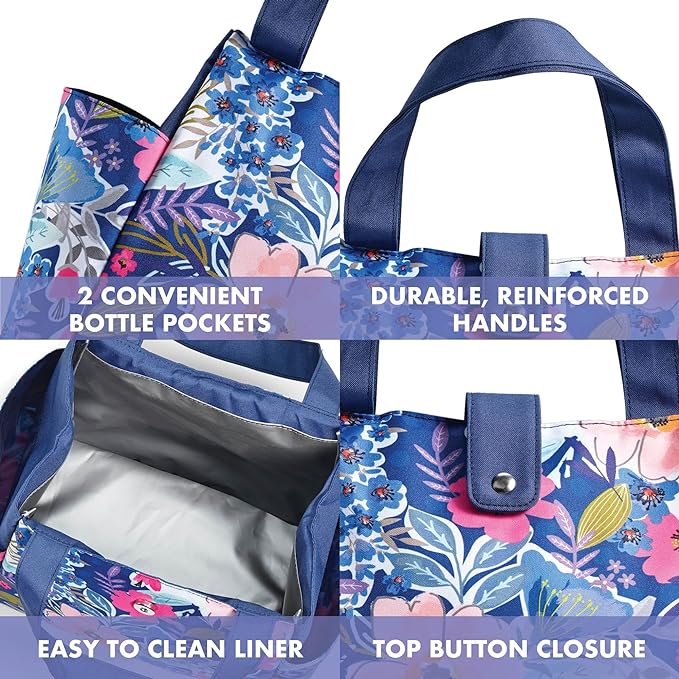 Fit & Fresh Lunch Bag For Women, Insulated Womens Lunch Bag For Work, Leakproof & Stain-Resistant Large Lunch Box For Women With Matching Tumbler, Snap Closure Westport Bag Floral