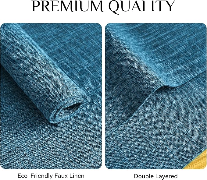 Softalker Faux Linen Placemats Set of 8-12 x 18 Inch, Heat Resistant Double Layered Durable Burlap Farmhouse Place Mats, Non-Slip Washable Rustic Table Mats for Dining, Kitchen, Party（Sky Blue