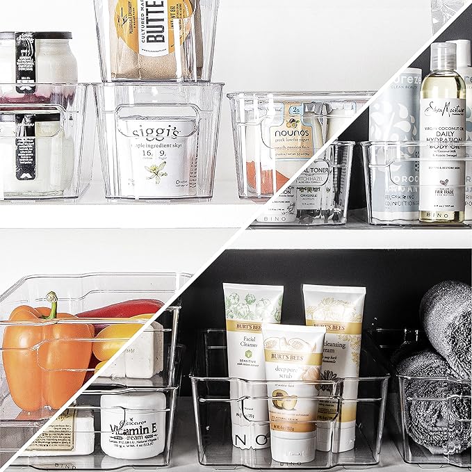 BINO | Stackable Plastic Storage Bins, Small - 12 Pack | THE STACKER COLLECTION | Multi-Use Organizer Bins | BPA-Free | Pantry Organization | Home Organization | Fridge Organizer | Freezer Organizer