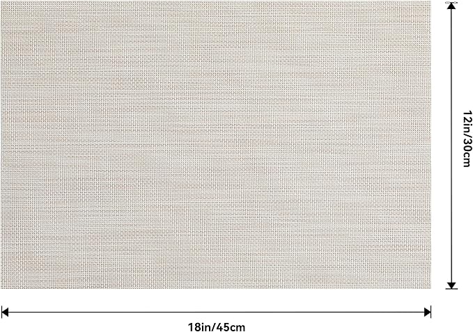 Leetaltree Beige White Placemats Set of 8 - Heat Resistant Non-Slip Place mats for Dining Table, Washable Durable PVC Vinyl Woven Table Mats(Beige White, 8)
