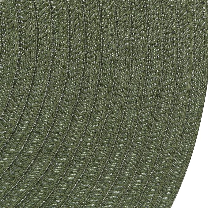 SHACOS Round Placemats Set of 6 Washable 15 inch Round Table Mats Cotton Polyester Woven Braided Place Mats for Dining Table (Olive Green, 6)