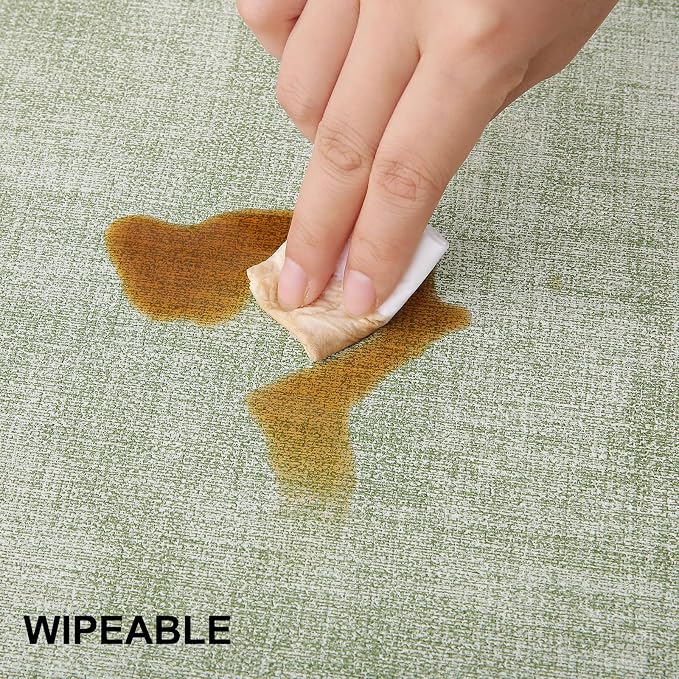 homing Faux Leather Heat Resistant Placemats 12 Packs, Waterproof Wipeable Dining PU Place Mats for Indoor & Outdoor, Easy to Clean, Light Green