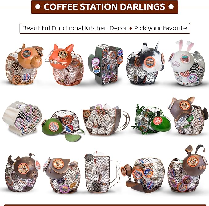 Made Easy Kit Coffee Pod Basket Organizer Useful Decor - Compatible with Keurig K-Cup Pods - Home Coffee Bar Functional Decoration - Café Station Countertop Freestanding Storage Sea (Clam Shell)