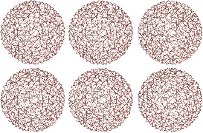 DII Woven Paper Tabletop Collection Holiday or Event Decor, Round Placemat Set, 15" Dia, Spice, 6, Piece