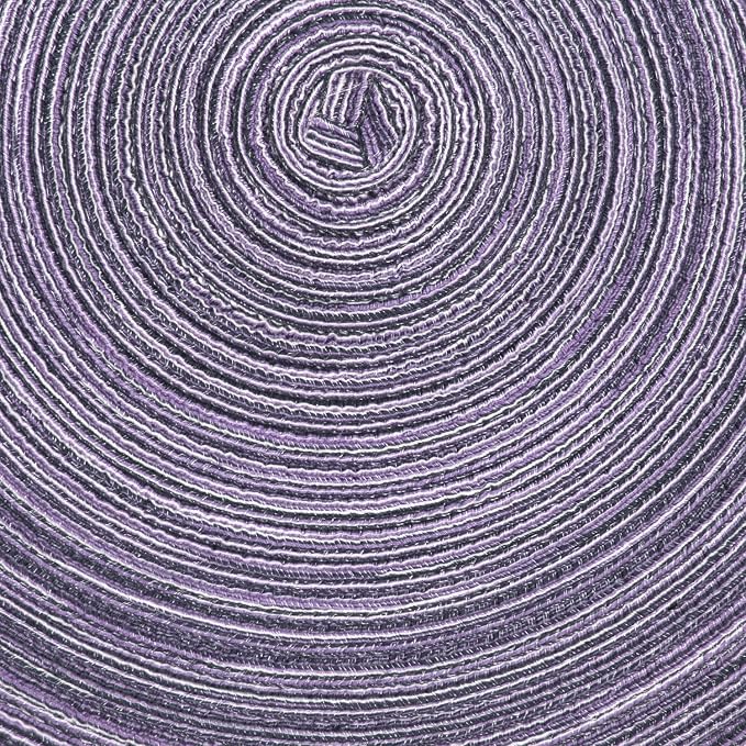 SHACOS Round Placemats Set of 4 Round Table Placemats Braided Cotton Place Mats 15 inch for Kitchen Dining Table Holiday Party (Light Purple, 4)