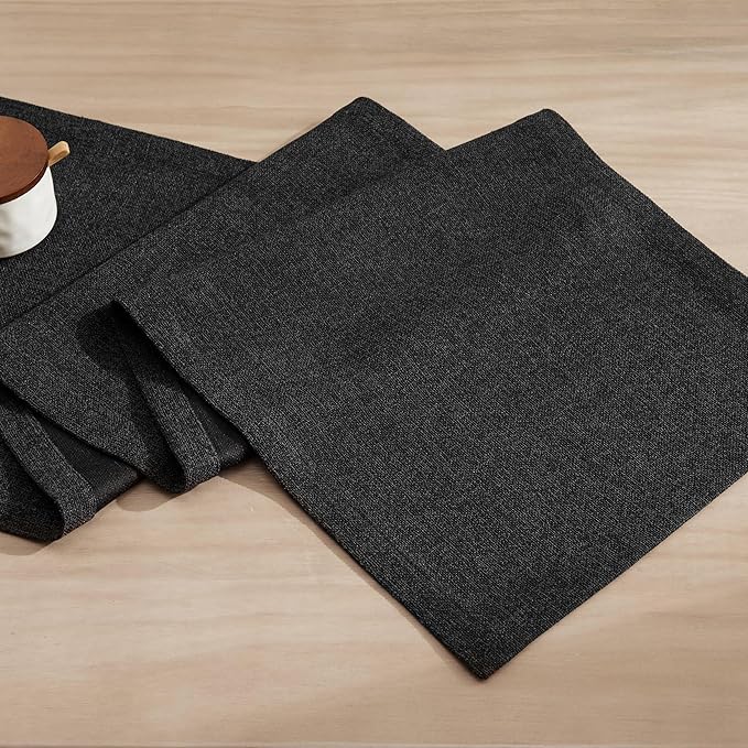 ZeeMart Burlap Style Farmhouse Table Runners 108 Inches Long, Black Rustic Woven Dining Table Runner for Everyday Use, 14x108 Inches, Black