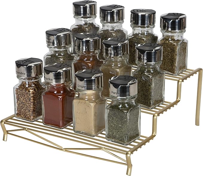 Kitchen Details Geode 3 Tier Spice Rack | Countertop & Cabinet Organizer | Free Standing | Rust Resistant | Satin Gold