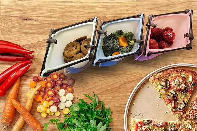 Reusable Silicone Stand-Up Food Storage Freezer Bags Microwave Freezer Dishwasher Safe Snack Bags (2 x 33 Oz + 2 x 17 Oz Random Color Varies)