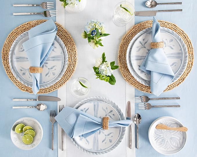 Solino Home Linen White Table Runner 132 Inches Long - 100% Pure Linen Extra Long Table Runner 14 x 132 Inch for Summer, 4th of July - Classic Hemstitch