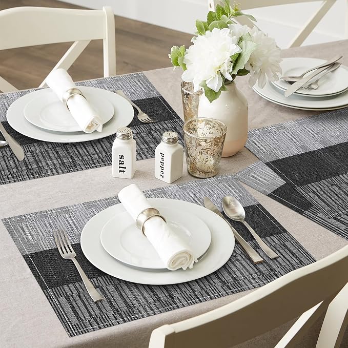 Niviy Black Halloween Placemats Set of 6, 12x18 Inch Washable Easy to Clean Heat-Resistant Anti-Skid Indoor Outdoor Table Mats for Holiday Party Kitchen Dining Room Decoration