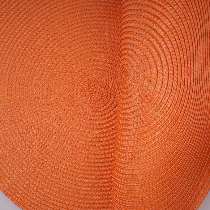 Round Braided Placemats Set of 6 Washable Easy to Clean Place Mats for Dining Tables Woven Non-Slip Heat Resistant Table Mats 15 Inch (Orange)