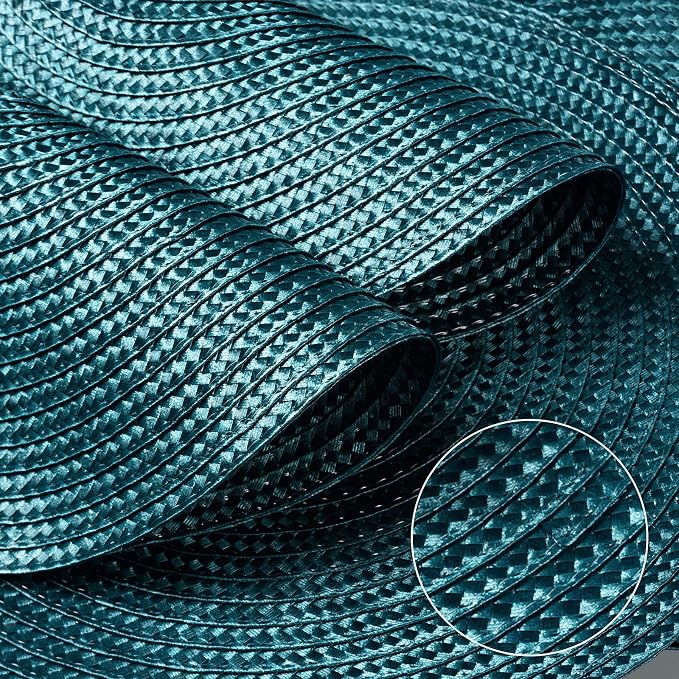 FunWheat Round Braided Placemats Set of 8 Place Mats for Dining Tables Woven Washable Non-Slip Table mats Small 13 inch(S Teal, 8pcs)