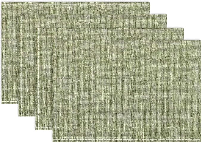 Niviy Green Placemats Set of 4, 12x18 Inch Washable Easy to Clean Heat-Resistant Anti-Skid Sage Green Placemats for Holiday Party Kitchen Dining Room Decoration