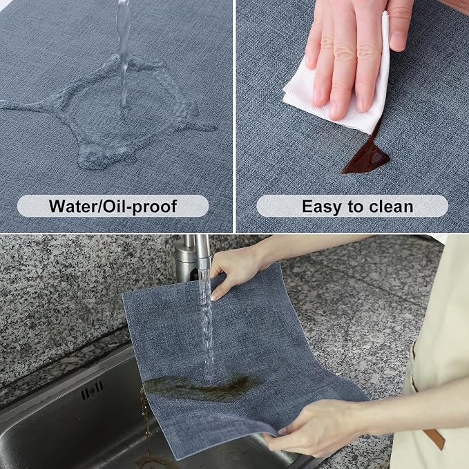 Homaxy Faux Leather Heat Resistant Placemats for Dining Table Set of 12, Waterproof Wipeable Washable PU Table Mats, Easy to Clean Anti-Slip Place Mats, 11.8" x 17", Blue