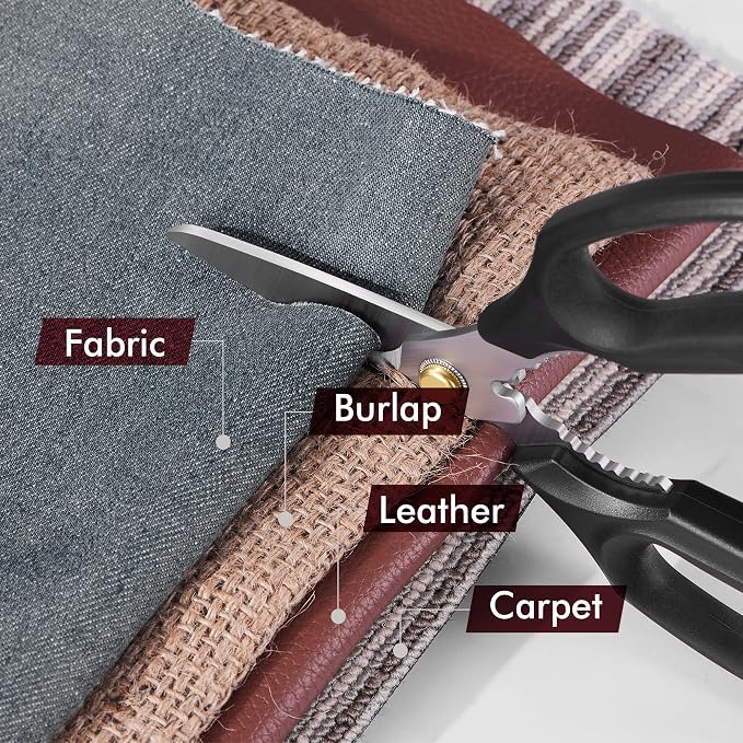 DUROX - Heavy Duty Scissors, Multipurpose Utility Scissors. Built to Cut Leather, Cardboard, Carpet, Plastic and Rope. All Purpose Heavy Duty Kitchen Scissors to Cut Meat, Poultry and Chicken Bones