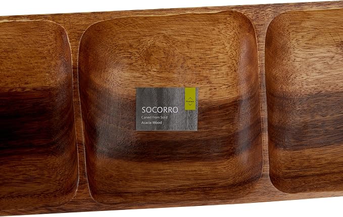 Premier Housewares 3-Section Rectangle Serving Dish - Acacia Wood