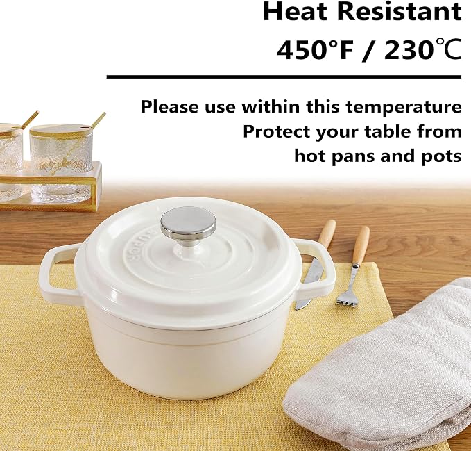 Home Brilliant Dining Placemats Set of 6 Heat Resistant Dining Table Place Mats for Kitchen Table for Placemats Decoration for Dinner Decor, 13 x 19 inches, Yellow