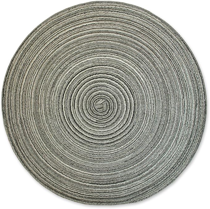 DII Tabletop Collection, Variegated Round Placemat, Round, 15" Diameter, Black, 6 Piece