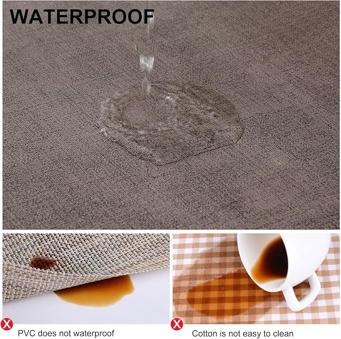 homing Faux Leather Heat Resistant Placemats 8 Packs, Waterproof Wipeable Dining PU Place Mats for Indoor & Outdoor, Easy to Clean, Brown