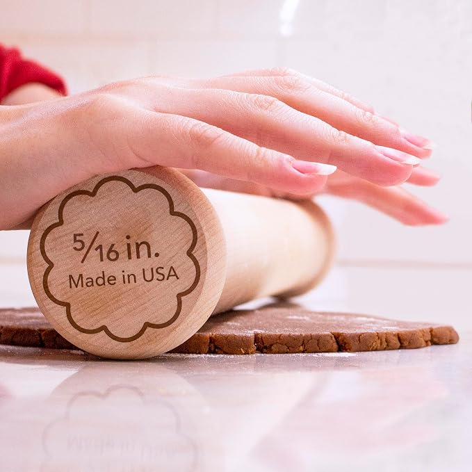 Perfect Cookie Rolling Pin 5/16-in. Fixed Depth Hardwood Made in the USA by Ann Clark