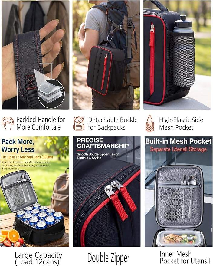 Lunch Box Insulated Lunch bag for Men Women Kids Boys Teen Youth Adult Portable Lightweight Small Lunchbox for Work Office school Picnic