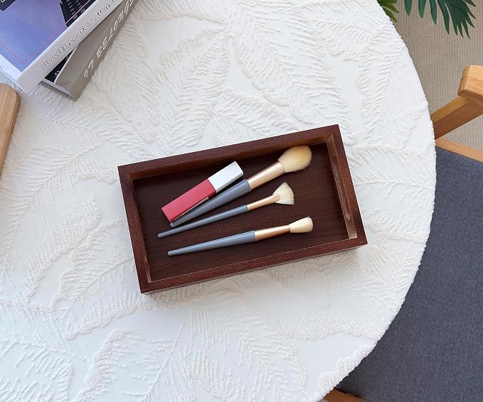 3 Pack Small Serving Mini Tray with Handles - 9.8 Inch Bamboo Tray | Rectangular Tray for Coffee Table, Kitchen Counter, Ottoman | Decorative Organizer for Drinks, Snacks, Bathroom Essentials