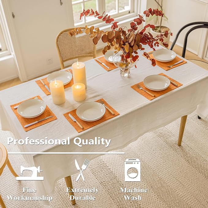 Home Brilliant Cloth Placemats Set of 8 Heat Resistant Dining Table Place Mats for Kitchen Table Dinner Party Decorations, 13 x 19 inches, Orange