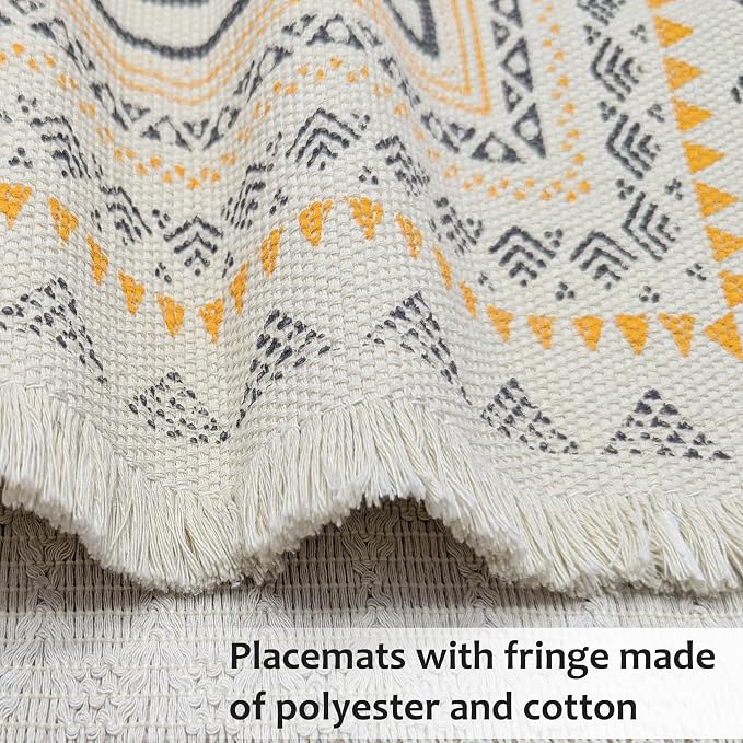 Ruvanti Cloth Placemats Set of 6 – 17"x11.5" Blend of Cotton, Polyester, Woven Placemats Washable Fabric, Table Mats Perfect for Farmhouse Kitchen, Parties, Holidays - Tribal Art