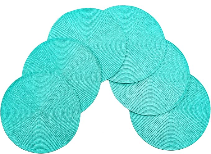 Vienna Woven Spiral Table Placemats 15 Inches Round Set of 6 Non-Slip Dining