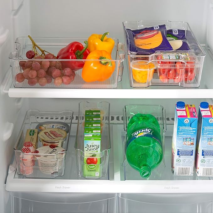 Kitchen Details 3 Piece Set Refrigerator Shelf, Kitchen Storage, Countertops, Cabinets, Pantry, Handles, in Clear Fridge Organizer, 14.6" x 8.3" x 3.9", 12.3" x 8.4" x 3.5", 12.3" x 6.1" x 3.5"