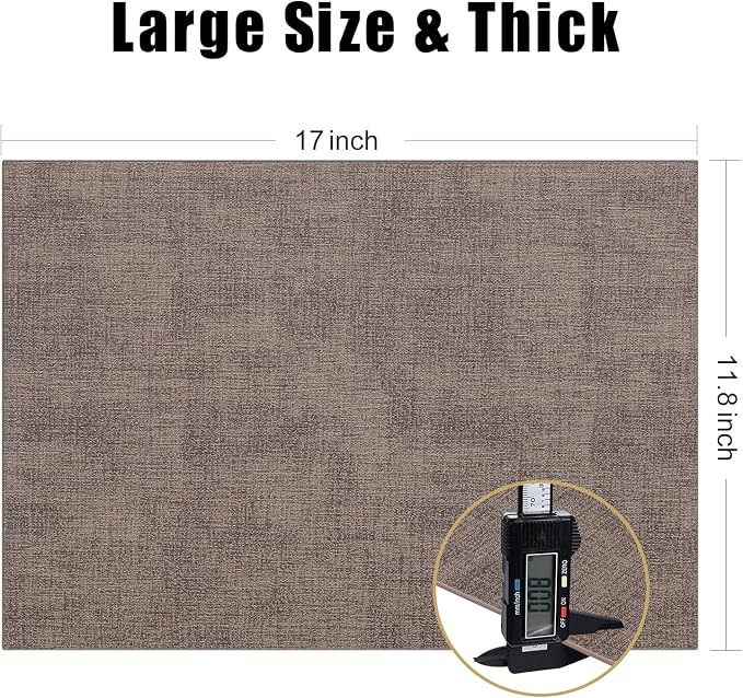 Homaxy Faux Leather Heat Resistant Placemats for Dining Table Set of 8, Waterproof Wipeable Washable PU Table Mats, Easy to Clean Anti-Slip Place Mats, 11.8" x 17", Dark Brown