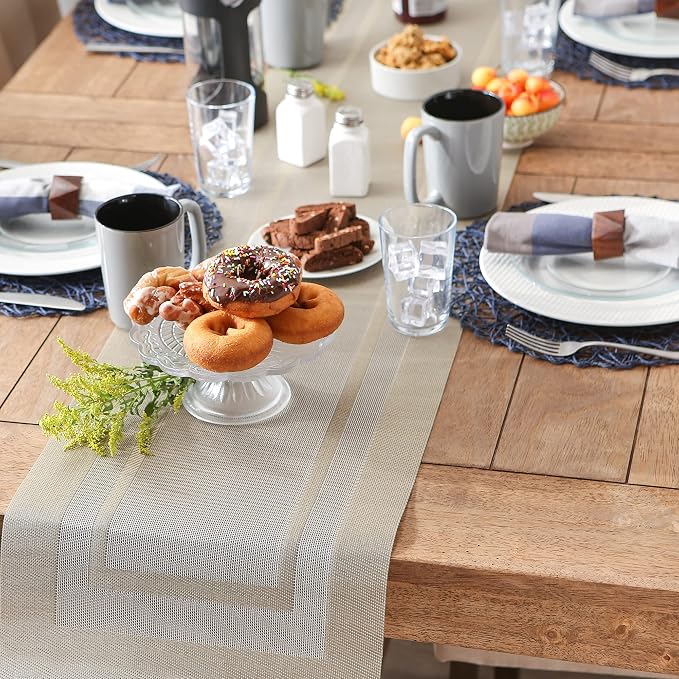 DII PVC Tabletop Collection Woven Indoor/Outdoor, Table Runner, 14x72, Champagne