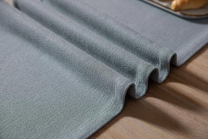 ZeeMart Burlap Style Farmhouse Table Runners 72 Inches Long, Dusty Blue Rustic Woven Dining Table Runner for Everyday Use, 14x72 Inches, Light Dusty Blue