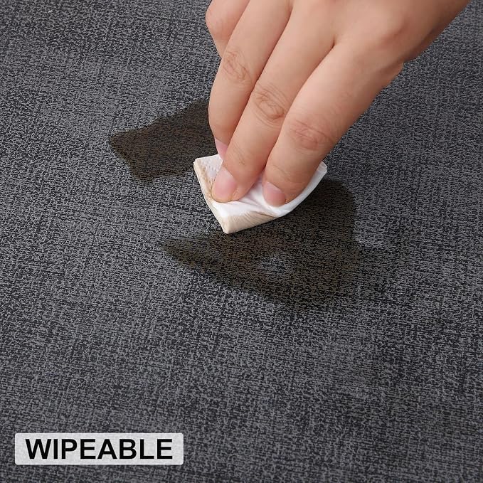 homing Faux Leather Heat Resistant Placemats 6 Packs, Waterproof Wipeable Dining PU Place Mats for Indoor & Outdoor, Easy to Clean, Charcoal