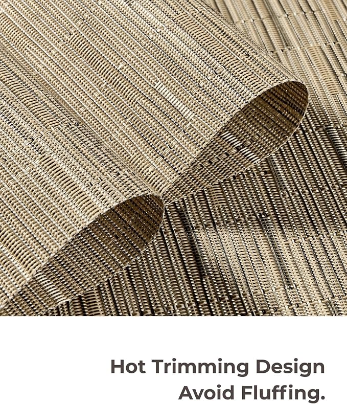 Leetaltree Light Brown Placemats Set of 24 - Heat Resistant Non-Slip Place mats for Dining Table, Washable Durable PVC Vinyl Woven Table Mats(Light Brown, 24)