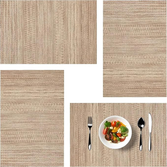 Placemats, Placemats for Dining Table Set of 4, Kitchen Table Mats Heat-Resistant Non-Slip Washable PVC Woven Vinyl Place Mats for Dining Room Table Decoration (Pack of 4, Sandy Gold)