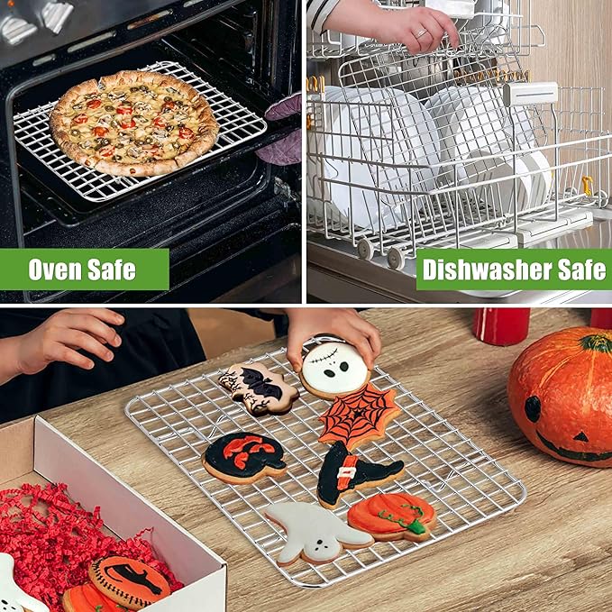 Homikit 2 Pack Cooling Rack Set, 8.7" x 6.3" Stainless Steel Baking Rack for Bacon Bread Pizza, Mini Metal Wire Oven Racks for Cooking Fit Small Toaster Oven Pan, Rust Free & Dishwasher Safe