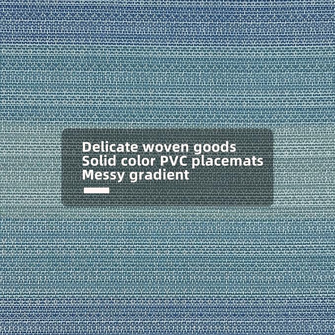 Placemats Set of 6, Vinyl Woven Placemats, Washable Heat-Resistant Durable Non-Slip PVC for Kitchen Dining Tables, Indoor/Outdoor Table Mats (Blue, 6)