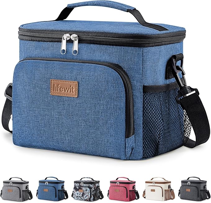 Lifewit Reusable Insulated Lunch Bag, Portable Cooler Freezable Soft Lunchbox Leakproof with Adjustable Shoulder Strap for Men Women Adult for Work Picnic or Travel, 9L 12 Can, Dark Blue